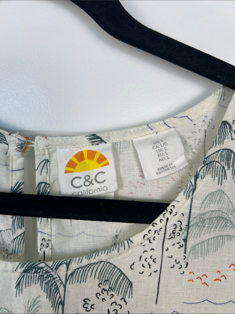 C&C California Cream Palm-Print A-Line Dress - Picture 4 of 6